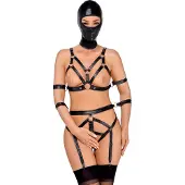 Bad Kitty - lingerie set met masker - zwart