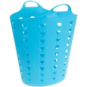 Excellent houseware Flexibele wasmand - blauw - 60 liter - kunststof - 47 x 50 cm - Wasmanden