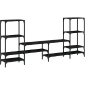 vidaXL Tv-meubel 206,5x28,5x95 cm bewerkt hout zwart
