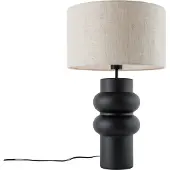 QAZQA Design tafellamp zwart met grijze stoffen kap 35 cm - Alisia