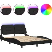vidaXL Bedframe met LED zonder matras "Zadar" zwart 140x190 cm