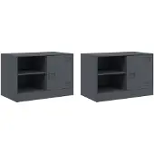 vidaXL Tv-meubelen 2 st 67x39x44 cm staal antracietkleurig