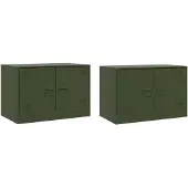 vidaXL Tv-meubelen 2 st 67x39x44 cm staal olijfgroen