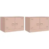 vidaXL Tv-meubelen 2 st 67x39x44 cm staal roze