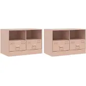 vidaXL Tv-meubelen 2 st 67x39x44 cm staal roze