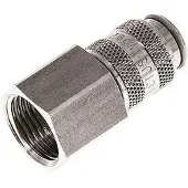 Parker RVS 316L DN 5 Luchtkoppeling Snelkoppeling G 3/8 inch Binnendraad Double Shut-Off