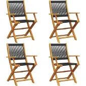 vidaXL Tuinstoelen 4 st inklapbaar massief acaciahout zwart