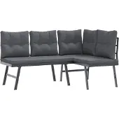 vidaXL - Tuinbanken - met - kussens - 2 - st - gepoedercoat - staal - zwart