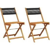 vidaXL Bistrostoelen 2 st massief acaciahout en touw zwart