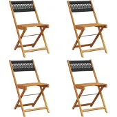 vidaXL Tuinstoelen 4 st inklapbaar massief acaciahout zwart