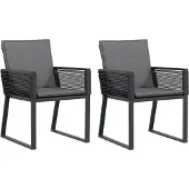 vidaXL Tuinstoelen 2 st met kussens poly rattan zwart