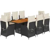 vidaXL 9-delige Tuinset poly rattan zwart