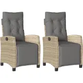 vidaXL Tuinstoelen 2 st verstelbaar voetensteun poly rattan beige mix