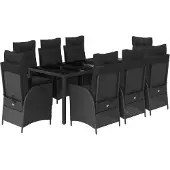 vidaXL 9-delige Tuinset poly rattan zwart