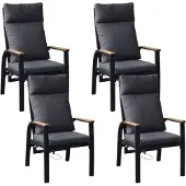 LUX outdoor living Annecy dining tuinstoel set van 4 | aluminium + teakhout | antraciet 1 persoon
