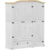 vidaXL Kledingkast Corona wit 151,5x52x186 cm massief grenenhout