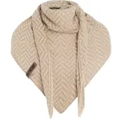 Knit Factory Vera Omslagdoek - Driehoek Sjaal Dames - Zomersjaal - Katoenen sjaal - Luchtige Sjaal voor de lente, zomer en herfst - Stola - Ecru/Dark Beige - 190x65 cm
