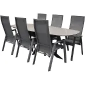 AVH-Collectie San Francisco Nancy dining tuinset 240x100xH76 cm 7 delig verstelbaar keramiek
