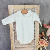 Babidu Romper/Body | Creme | Lange mouw | Gehaakt Randje langs kraag | 1190| 18 maanden| maat 86