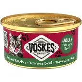 Voskes 24x Kattenvoer Nat Gelei Tonijn & Rundvlees 85 Gr