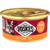 Voskes 24x Kattenvoer Nat Paté Kip 85 Gr