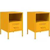 vidaXL Nachtkastjes 2 st 36x39x50,5 cm staal mosterdgeel