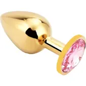 PLGZ - Rosebud Metalen Buttplug - Goud - Roze Siersteen - Large