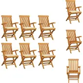 vidaXL Tuinstoelen 6 st met crème kussens teak Tuinstoelen - Teak Hout - Tuinset - Buitensteun - Lounge Stoel
