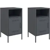 vidaXL Nachtkastjes 2 st 36x39x68 cm staal antracietkleurig