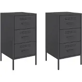 vidaXL Nachtkastjes 2 st 36x39x68 cm staal zwart