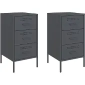 vidaXL Nachtkastjes 2 st 36x39x68 cm staal antracietkleurig
