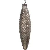 Clayre & Eef Kerstbal Overig Ø 7x24 cm Zilverkleurig Bruin Glas Kerstballen