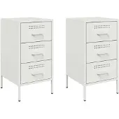 vidaXL Nachtkastjes 2 st 36x39x68 cm staal wit