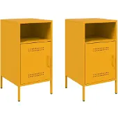 vidaXL Nachtkastjes 2 st 36x39x68 cm staal mosterdgeel