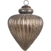 Clayre & Eef Kerstbal Overig Ø 16x18 cm Grijs Bruin Glas Kerstballen