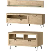 Szynaka Meble Woonkamer set, wandmeubel Limbo, 3-delig, eikenhout Artisan, gedeeltelijk massief