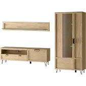 Szynaka Meble Woonkamer set, wandmeubel Limbo, 3-delig, eikenhout Artisan, gedeeltelijk massief