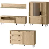 Szynaka Meble Woonkamer set, wandmeubel Limbo, 4-delig, eikenhout Artisan, gedeeltelijk massief