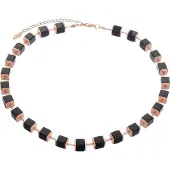 Behave - Ketting Met Blokjeskralen - Moderne Minimal Look - Zwart - 47 cm