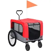 vidaXL Fietstrailer en hondenwagen 2-in-1 rood en grijs