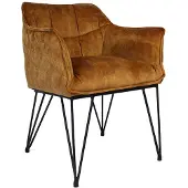 Livin24 Velvet eetkamerstoel Jayron oker geel/cognac