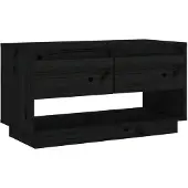 vidaXL Tv-meubel 74x34x40 cm massief grenenhout zwart