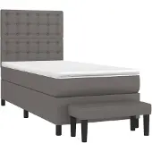 vidaXL Boxspring met matras kunstleer grijs 100x200 cm