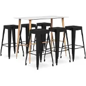 vidaXL 7-delige Barset wit en zwart