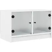 vidaXL Tv-meubel met glazen deuren 68x37x42 cm wit
