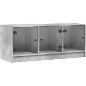 vidaXL Tv-meubel met glazen deuren 102x37x42 cm betongrijs
