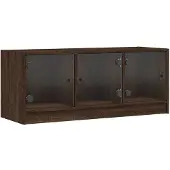 vidaXL Tv-meubel met glazen deuren 102x37x42 cm bruin eikenkleur