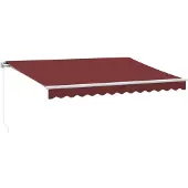vidaXL Luifel handmatig uittrekbaar met LED 350x250 cm bordeauxrood