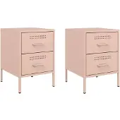 vidaXL Nachtkastjes 2 st 36x39x50,5 cm staal roze