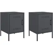 vidaXL Nachtkastjes 2 st 36x39x50,5 cm staal antracietkleurig